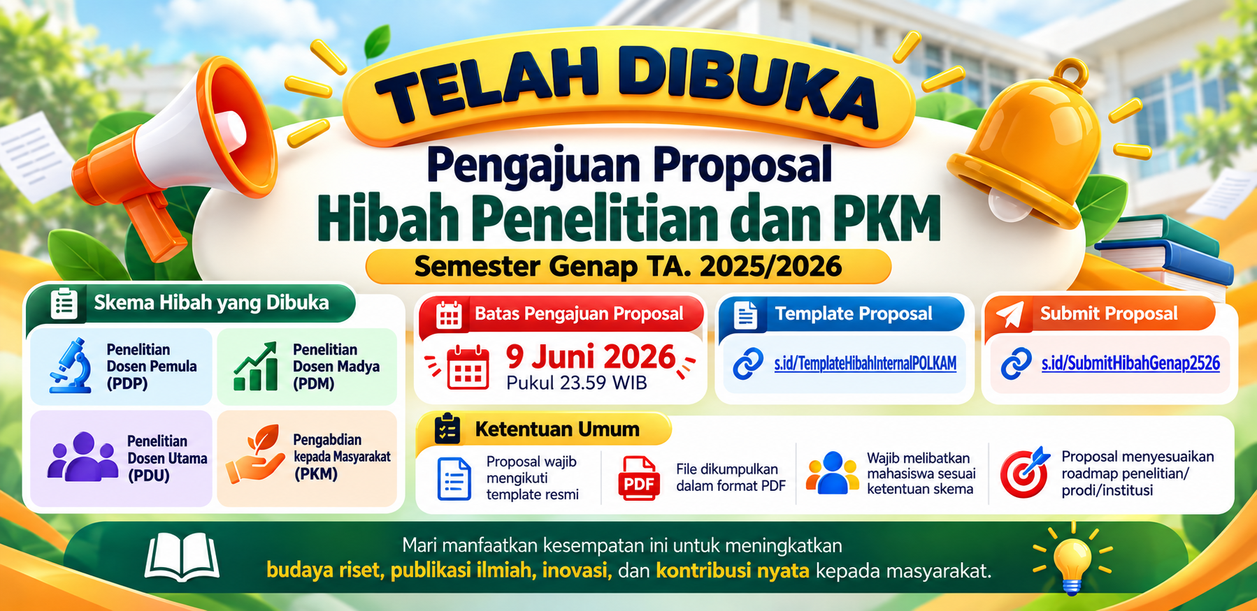 Pembukaan Program Hibah Penelitian dan PKM Semester Genap TA. 2025/2026